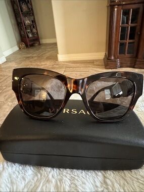 Versace Women’s Tortoiseshell Cat-Eye Sunglasses with Brown Lenses